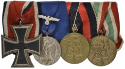 Deutschland 1933-1945 Ordensschnallen
 Viererspange: EK 2. Klasse 1939, DA 4 Jahre, Sudentenland und Memelland (!) Medaille NIM 3517, 3519, 3824/4, 3...