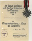 Deutschland 2. WK Militärische Auszeichnungen Allgemein
 Kriegsverdienstkreuz mit Schwertern 1939, 2. Klasse, Zinkausführung (Bronzierung migriert), ...