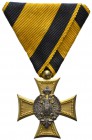 Ausland Österreich-Ungarn
Franz Josef I. 1848-1916 Militärdienstzeichen für Offiziere, Kreuz für 25 Jahre, an originalem Dreiecksband, in sehr schöne...