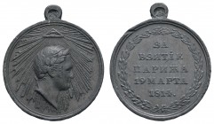 Ausland Russland
Alexander I., 1801-1825 1814 Medaille auf den Einzug in Paris, Av.: das Auge Gottes über dem nach rechts sehenden Porträt des Zaren,...