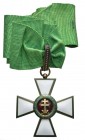 Ausland Ungarn
 Republik, Verdienstorden, Halskreuz für Offiziere, 1. Modell (1922-1944), komplett mit geperlter Trageöse, grünem Halsband (konfektio...