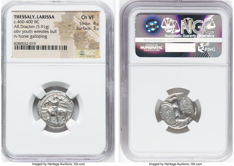 THESSALY. Larissa. Ca. 460-400 BC. AR drachm (20mm, 5.91 gm, 2h). NGC Choice VF ...