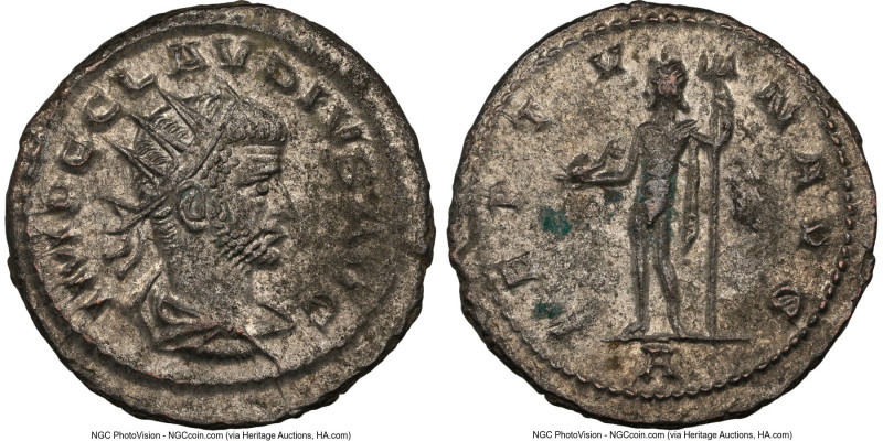 Claudius II (AD 268-270). BI antoninianus (21mm, 12h). NGC MS, Silvering. Antioc...