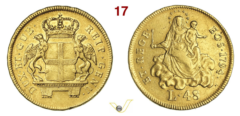 GENOVA DOGI BIENNALI, III fase (1637-1797) 48 Lire 1794 MIR 277/2 Au g 12,51 mm ...