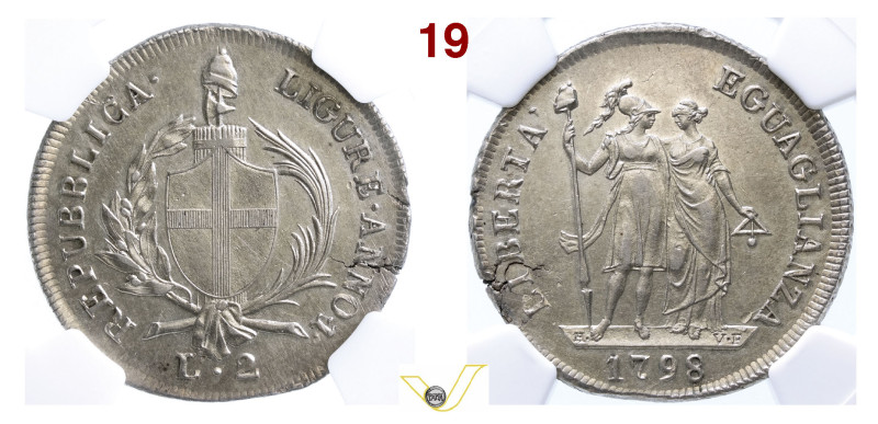 GENOVA REPUBBLICA LIGURE (1798-1805) 2 Lire 1798 Anno I Ag • Cert. n. 5883398016...