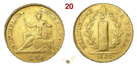 GENOVA REPUBBLICA LIGURE (1798-1805) 96 Lire 1805 An. VIII MIR 375/5 Pagani 5 Au g 25,05 mm 34 MB÷BB