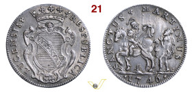 LUCCA REPUBBLICA (1369-1799) Sammartino da 15 1746 MIR 234/7 Bellesia 57b Ag g 4,92 mm 28 • Patina di medagliere SPL