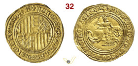 NAPOLI ALFONSO I D'ARAGONA (1442-1458) Da 1 Ducato e mezzo o Sesquiducato MIR 52 Au g 5,29 mm 30 • Bellissimo esemplare SPL