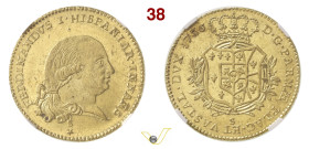 PARMA FERDINANDO DI BORBONE (1765-1802) Doppia 1786 S Au • Cert. n. 5785681001 NGC MS 63+ (top pop)