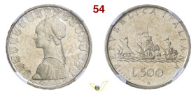 ROMA REPUBBLICA ITALIANA (dal 1946) 500 Lire 1957 PROVA Ag • Cert. n. 5785708002 NGC SP 62
