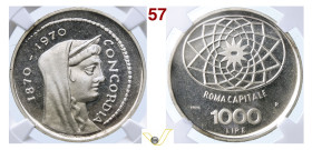 ROMA REPUBBLICA ITALIANA (dal 1946) 1000 Lire 1970 PROVA Ag • Cert. n. 5785709001 NGC MS 62 (better, in our opinion)