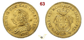 CARLO EMANUELE III (1730-1773) Doppietta sarda 1768 Torino Au • Colpetto nel campo al D/ BB/q.SPL