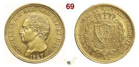 CARLO FELICE (1821-1831) 80 Lire 1827 Genova MIR 1032h Mont. 9 Au g 25,81 • Ex Nomisma 58/1718 SPL
