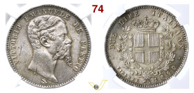 VITTORIO EMANUELE II, Re Eletto (1859-1861) 2 Lire 1860 Firenze Ag • Cert. n. 6141680014 NGC MS 64