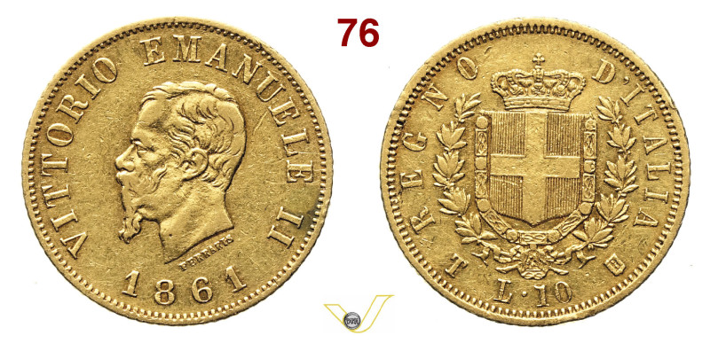 VITTORIO EMANUELE II (1861-1878) 10 Lire 1861 Torino Au MB/BB