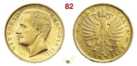 VITTORIO EMANUELE III (1900-1946) 20 Lire 1905 R, Roma MIR 1125d Cudazzo 1238d Pagani 664 Au g 6,45 mm 21 • Cert. n. 6637254002. Fondi speculari; mini...