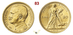 VITTORIO EMANUELE III (1900-1946) 20 Lire 1912 R, Roma MIR 1126b Cudazzo 1239d Pagani 667 Au g 6,44 mm 21 q.FDC