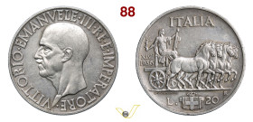 VITTORIO EMANUELE III (1900-1946) 20 Lire 1936 XIV Roma Ag • Colpetti ripresi BB