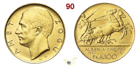 ALBANIA AMET ZOGU (1925-1939) 100 Franga Ari 1927 "due stelle" R, Roma Fb. 1 Au g 32,25 mm 35 • Hairlines, altrimenti SPL