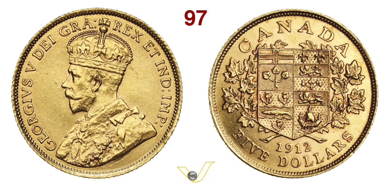 CANADA GIORGIO V (1910-1936) 5 Dollari 1912 Ottawa Fb. 4 Au g 8,37 mm 22 • Lievi...