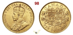 CANADA GIORGIO V (1910-1936) 10 Dollari 1913 Ottawa Fb. 3 Kr. 27 Au g 16,75 mm 27 q.SPL/SPL