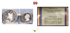 CECOSLOVACCHIA (1960-1989) Dittico di medaglie s.d. Ludvik Swoboda e Alexander Dubcek Ag g 25 e 13 mm 40 e 30 • In confezione originale, con certifica...