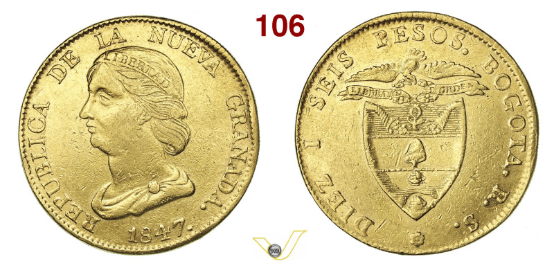 COLOMBIA REPUBBLICA DE NUEVA GRANADA (1831-1858) 16 Pesos 1847 RS Bogota Fb. 74 ...