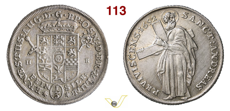 GERMANIA - Braunschweig/Luneburg ERNST AUGUST (1679-1698) 1/3 Tallero 1692 Ag g ...