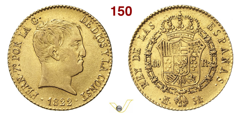 SPAGNA FERDINANDO VII (1808-1833) 80 Reales 1822 SR Madrid Fb. 321 Au g 6,73 mm ...