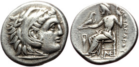 *Very Rare*
Kings of Macedon, Antigonos I Monophthalmos AR Drachm. Struck as Strategos or king, in the name and types of Alexander III. Lampsakos, ca...