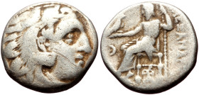 Kings of Macedon, Alexander III the Great (336-323 BC) AR Drachm (Silver, 4.08g, 16mm) Early posthumous issue of Colophon, ca. 310-301 BC. 
Obv: Head ...