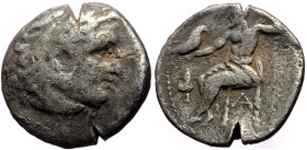 Kings of Macedon, Alexander III ‘the Great’ (336-323 BC) AR Drachm (Silver, 16mm, 3.96g) Sardes, struck under Menander or Kleitos, ca 322-319/8. 
Obv:...