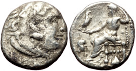 Kings of Macedon, Alexander III ‘the Great’, 336-323 BC AR Drachm (Silver, 3.91g, 17mm). Abydos, Struck under Antigonos I Monophthalmos, circa 310-301...