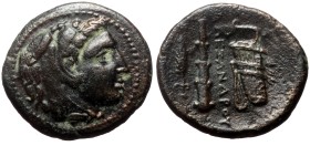 Kings of Macedon, Alexander III the Great (336-323 BC). AE unit (Bronze, 18mm, 5.09g) Early posthumous issue of Miletus, under Philip III Arrhidaios, ...