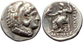 Kings of Macedon, Alexander III ‘the Great’ (336-323 BC) AR Drachm (Silver, 17mm, 3.98g) Arados, 324/3-320 BC. 
Obv: Head of Herakles right, wearing l...