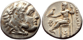 Kings of Macedon Alexander III the Great (336-323 BC) AR Drachm (Silver, 17mm, 3.98g) Early posthumous issues of Lampsacus, under Philip III Arrhidaeu...