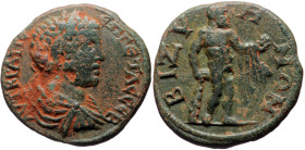 Thrace, Bizya Geta (209-211) AE (Bronze, 9.73g, 25mm) 
Obv: AVT KPA Π CЄΠ ΓЄTAC CЄB, Laureate, draped and cuirassed bust right. 
Rev: BIZVHNωN. Herakl...