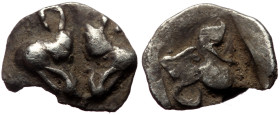 Lesbos (520-480) AR Tetartemorion (Silver, 9mm, 0.93g)
Obv: Two confronted boar heads 
Rev: Boar's head to the left in a flat quadratum incusum. 
Ref:...
