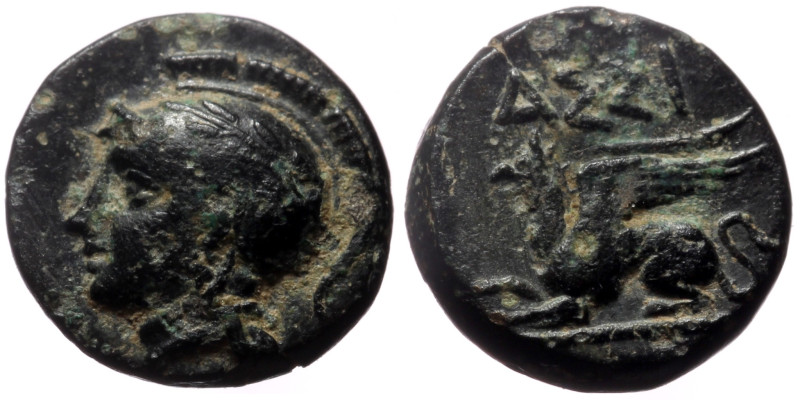 Troas, Assos (ca 400-241 BC) AE (Bronze, 11mm, 1.39g)
Obv: Helmeted head of Athe...