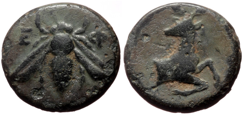 Ionia, Ephesos (ca 390-380 BC) AE (Bronze, 1.43g, 12mm)
Obv: Ε - Φ, Bee.
Rev: Fo...