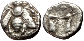 Ionia, Ephesos AR obol (Silver, 9mm, 0.64g) ca 390-330 BC. 
Obv: Bee with straight wings seen from above; Ε-Φ flanking head 
Rev: Two stag heads confr...