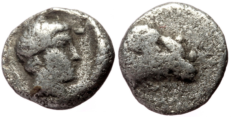 Caria, Halicarnassus (?) (ca 400–340 BC) AR hemiobol ( Silver, 0.48g, 7mm) 
Obv:...