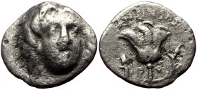 Islands of Caria, Rhodos, Rhodes (ca 229-205 BC) AR Hemidrachm (Silver, 12mm, 1.03g) 
Obv: Head of Helios facing slightly to right. 
Rev: (illegible m...