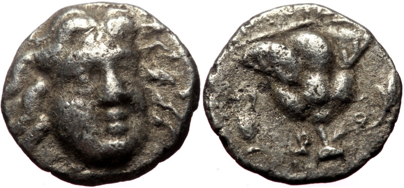 CARIA. Rhodos. Rhodes. AR Hemidrachm or Diobol (Bronze, 1.16g, 10mm) ca 205-190 ...