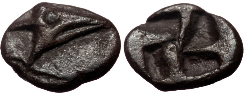 *Very rare.*
Mysia, Kyzikos AR Tetartemorion (Silver, 0.21g, 6mm) ca 600-550 BC...