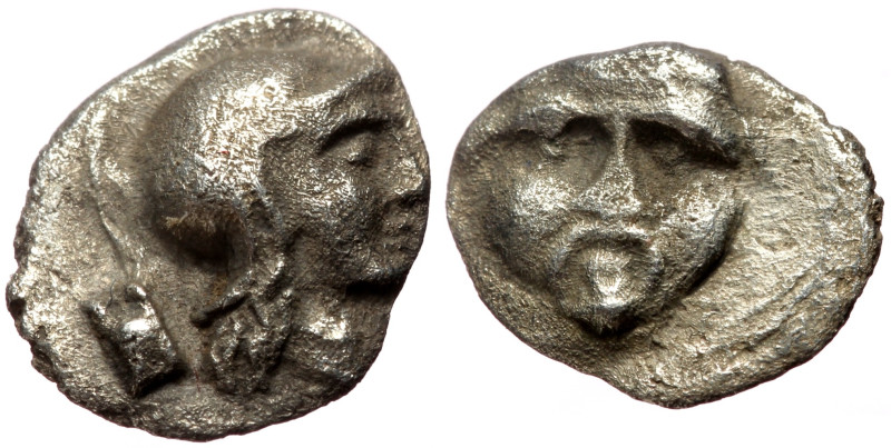 Pisidia, Selge, AR Obol (Siver, 10mm, 0.66g) ca 350-300 BC.
Obv: Facing gorgonei...