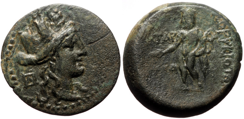 Cilicia, Korykos AE (Bronze, 7.10g, 23mm) 1st century BC. 
Obv: Turreted head of...