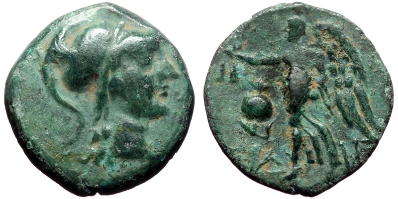 Pamphylia, Side AE (Bronze, 2.86g, 17mm) ca 200-36 BC 
Obv: Obv: Helmeted head o...