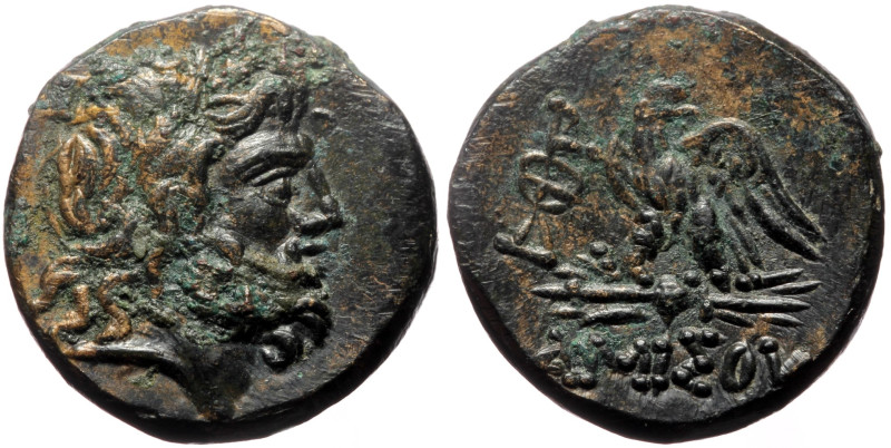 Pontos, Amisos AE (Bronze, 8.33g, 21mm) ca 100-85 BC
Obv: Laureate head of Zeus ...