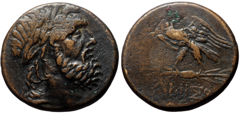 Pontos, Amisos (ca 100-85 BC) AE (Bronze, 20.36g, 28mm). 
Obv: Head of Zeus righ...